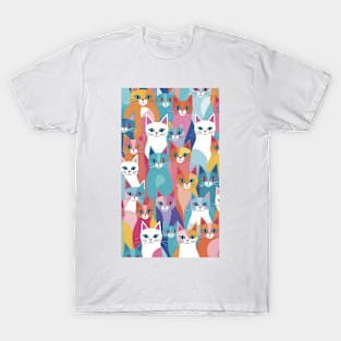 Abstract Cat Odyssey: A Journey Through Colors T-Shirt